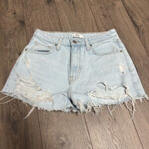 Light wash denim jean shorts distressed forever 21